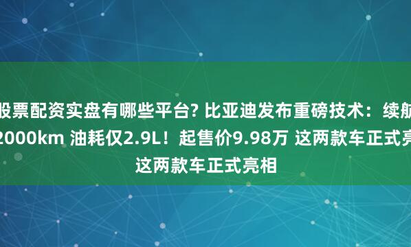 股票配资实盘有哪些平台? 比亚迪发布重磅技术：续航超2000km 油耗仅2.9L！起售价9.98万 这两款车正式亮相